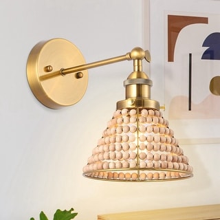 Gold Wooden Beads 1 Light Wall Sconces Wall Light Bed Bath Beyond 38247180
