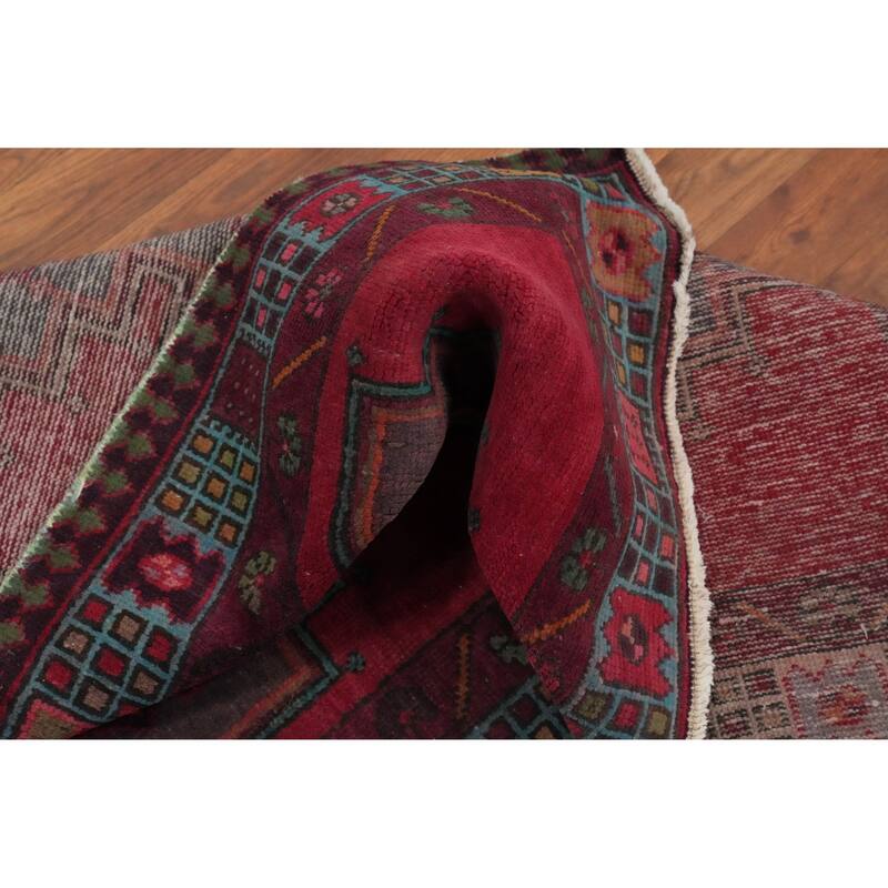 Hand Knotted Oriental 100% Wool Carpet Traditional Tribal Pink Ardebil Runner Rug - 9' 11'' X 3' 6''