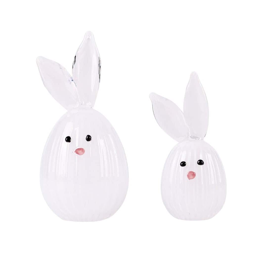 Transpac Glass Easter Bunnies Set of 2 Home Decorations Easter