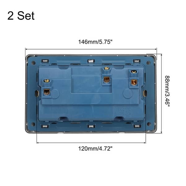 UK US Socket Double Multi Power Outlet Switch Black 250V 13A 146mmx88mm