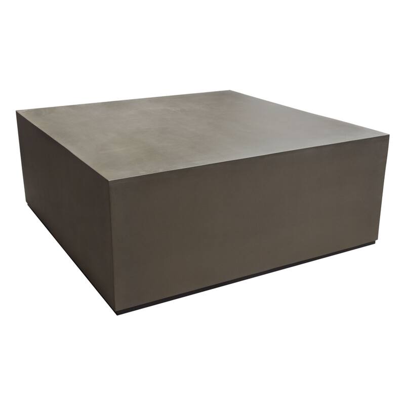 Viko Cocktail Coffee Table, 39 Inch Natural Cement Gray Square Body