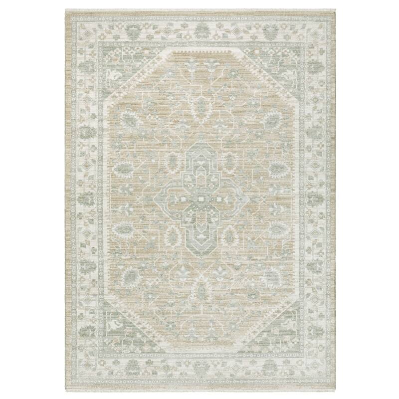 Style Haven Lucia Vintage Center Medallion Pale Blue/Taupe Area Rug
