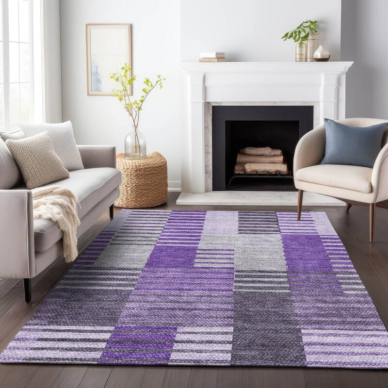 Premium Washable Super Soft Geo Stripe Mayfield Rug - Purple - 5' x 7' 6" - Rectangle