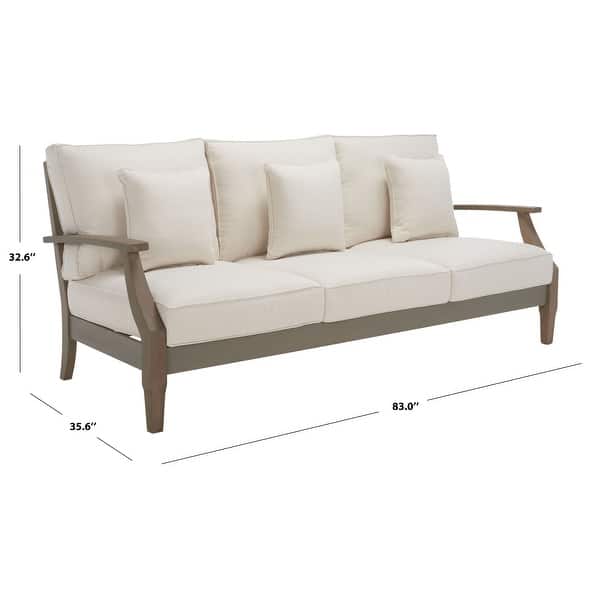 dimension image slide 1 of 3, SAFAVIEH Couture Martinique Solid Wood Indoor/Outdoor Patio Sofa - 83 IN W x 36 IN D x 33 IN H