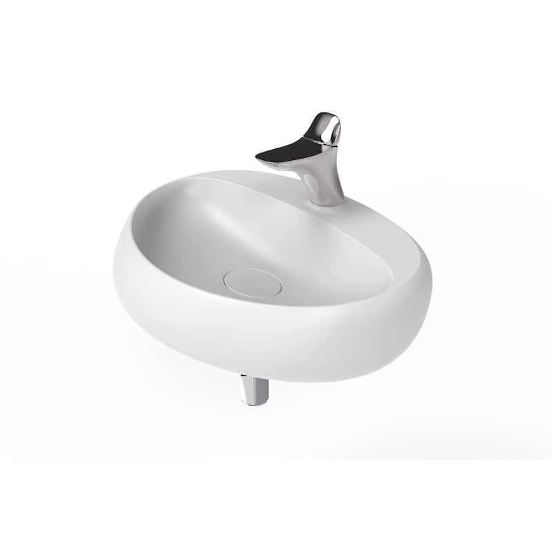 Rosaria 24" Matte White Porcelain Wall Mounted Bathroom Sink