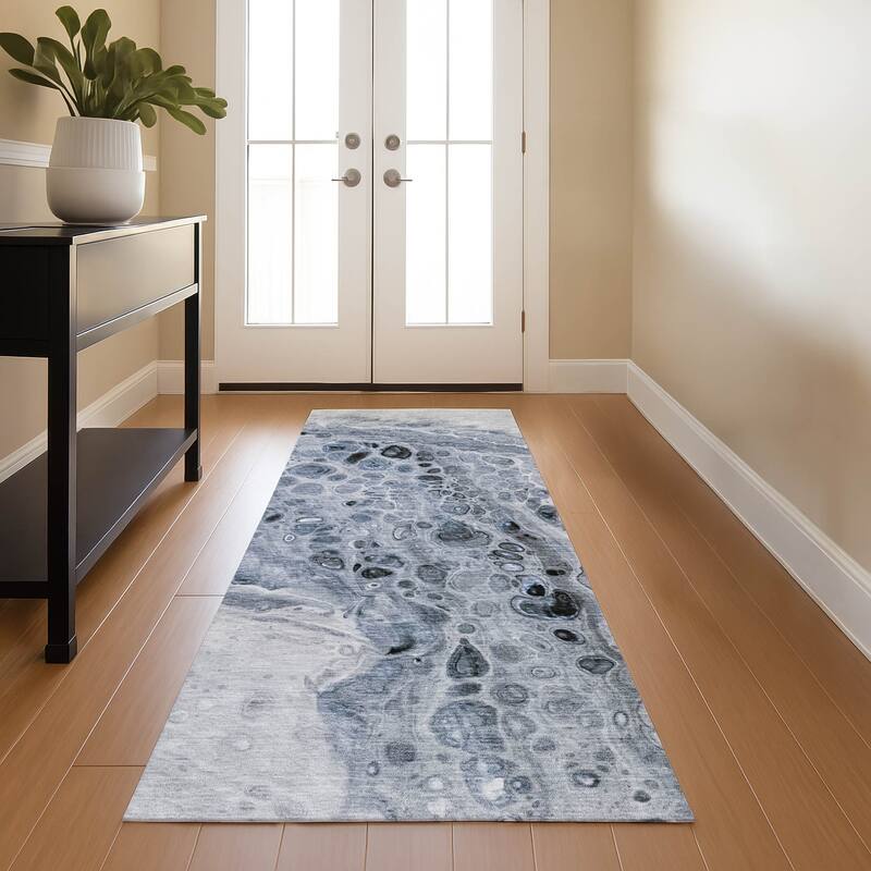 Premium Washable Super Soft Abstract Chic Mayfield Rug - Blue - 2'3" x 7'6"