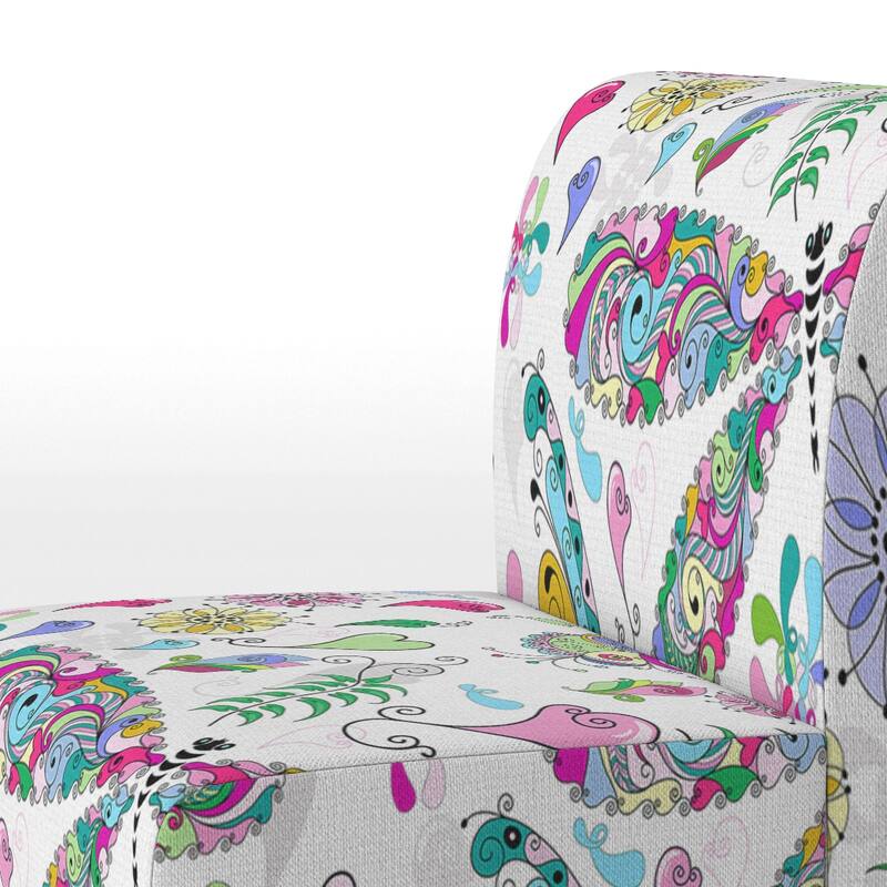 Designart "Multicolor Floral Paisley" Upholstered Patterned Accent Chair and Arm Chair