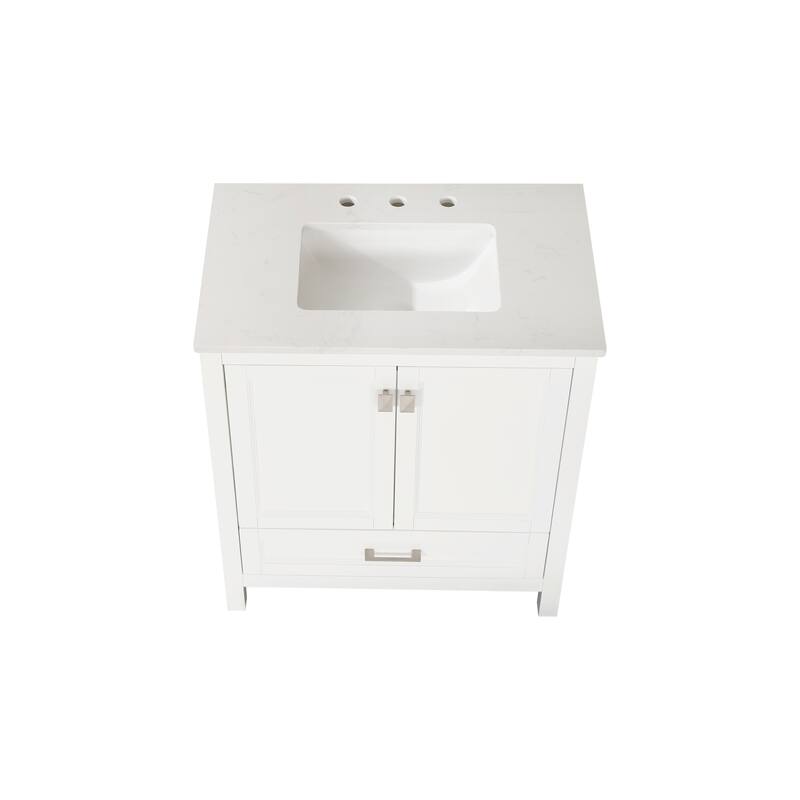 GDFStudio - Harrison 30" Bathroom Vanity with Marble Countertop & Storage Cabinet
