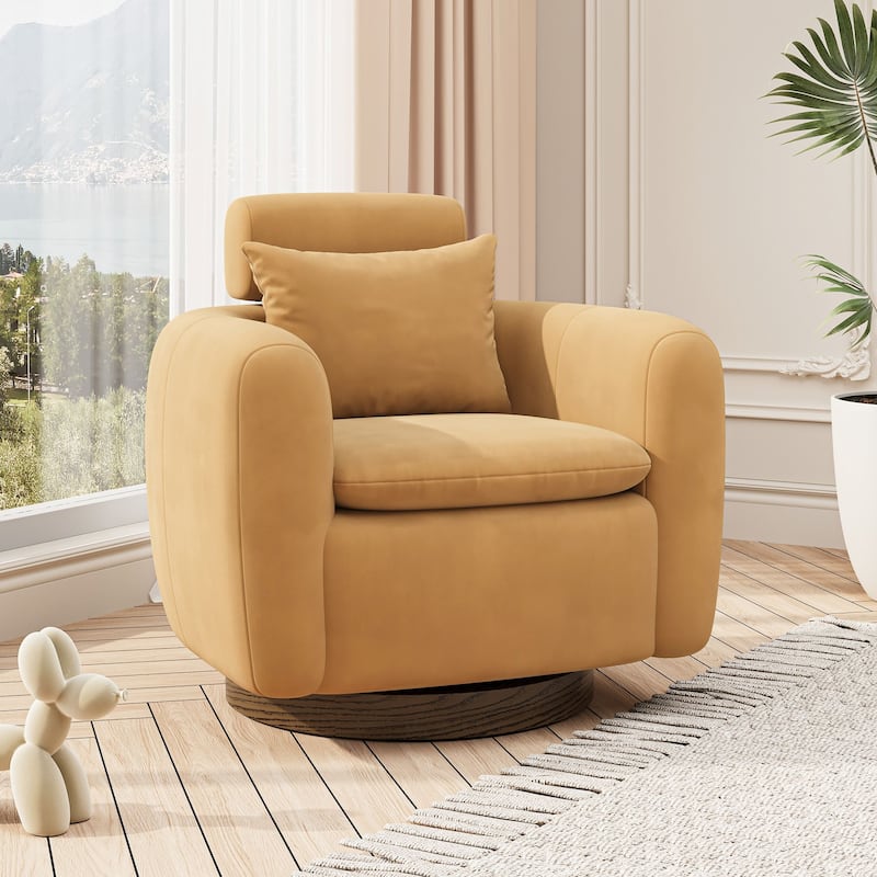 35" Oversized Swivel Accent Chair - Camel