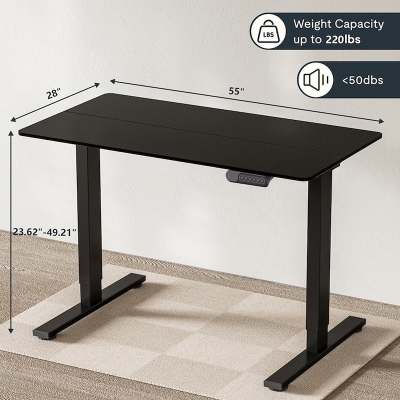 Electric Standing Desk, Dual Motor 3-Stage Leg Adjustable 55x28-inch