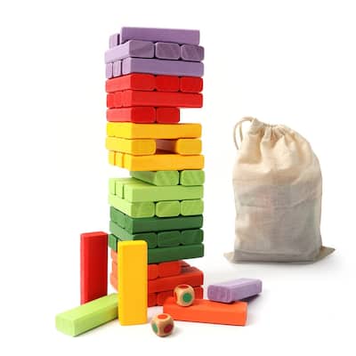 GSE™ 54-Piece Mini Tumbling Timber. Wooden Building Block Stacking Game for Kids