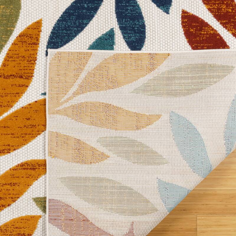Gertmenian Kalari Modern Bold Multicolored High-Low UV Protected Polypropylene Woven Indoor/ Outdoor Area Rug Collection
