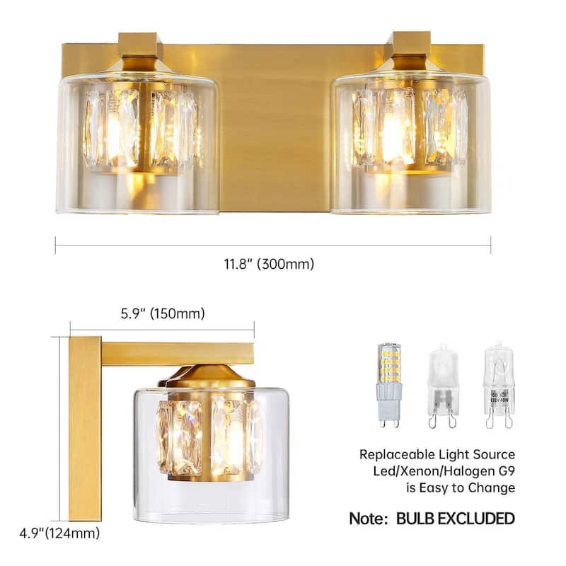 Kolt Gold Traditional 2-Light Bathroom Vanity Light