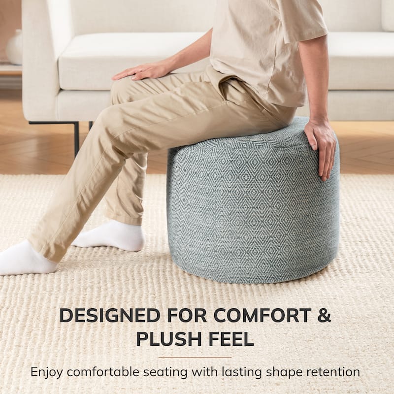 Jani 22-inch Terracotta Pouf - Handcrafted Handmade Round Ottoman for Seating, Footrest, Home Decor for Living Room, Bedroom