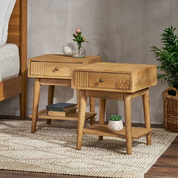 Tennille Boho Mango Wood Nightstand (Set of 2) by Christopher Knight
