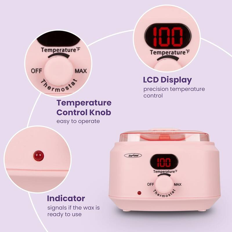 Brazilian Wax Warmer Kit with 5 Hard Wax Beads & Digital Display - For Full Body, Face, Bikini, Sensitive Skin