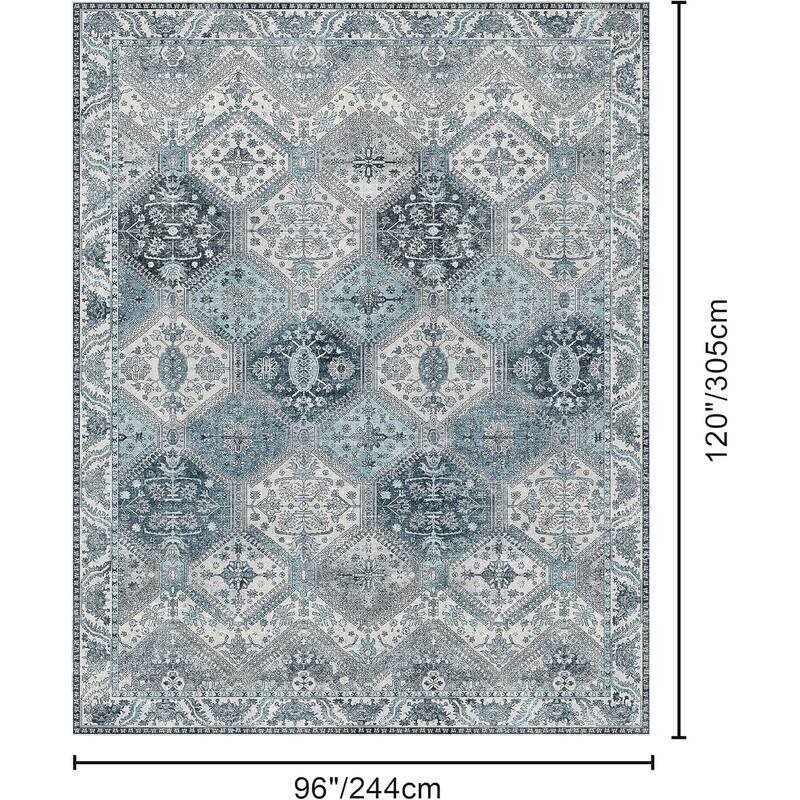 Mcow Vintage Wood-Tone Low-Pile Washable Non-Slip Area Rug