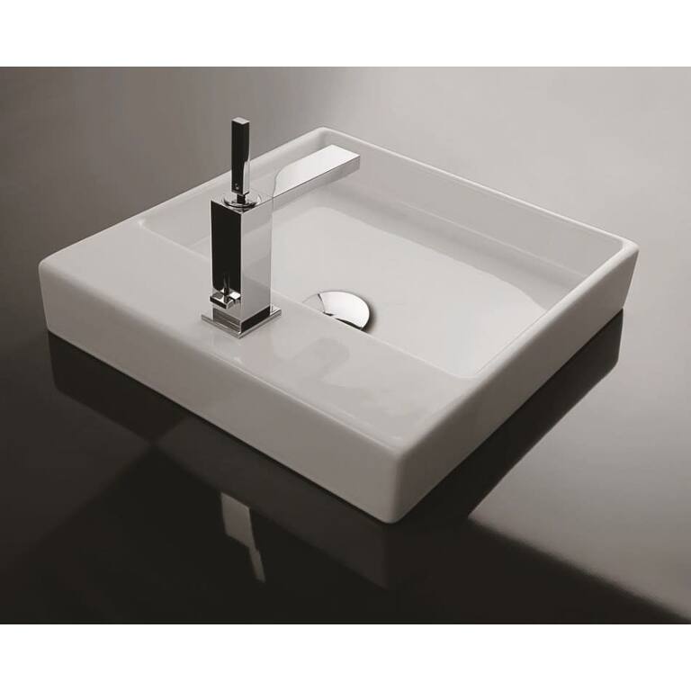 WS Bath Collections 17-11/16" Ceramic Vessel Bathroom Sink with Three
