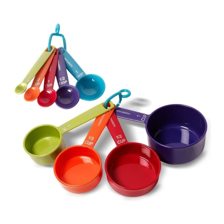 Multi-Color Measuring Cups And Spoons 12 Piece Set Plastic Cooking Kitchen  Tools