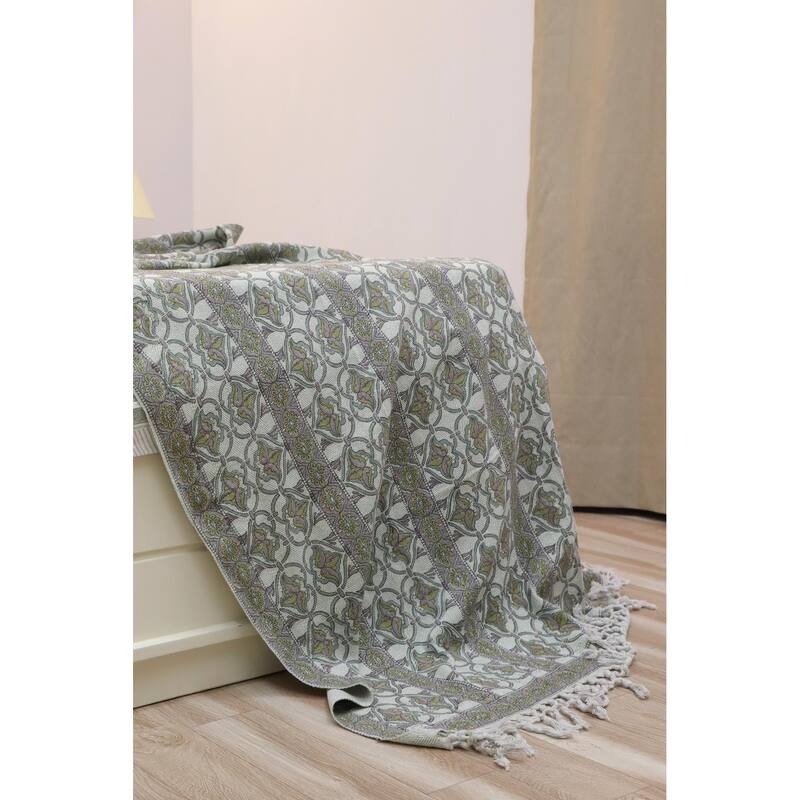 Fabdivine Hridyavan Handcrafted Cotton Blanket - Indian Block Print Throw for Couch, Chair & Bedroom Decor, 90"x54"