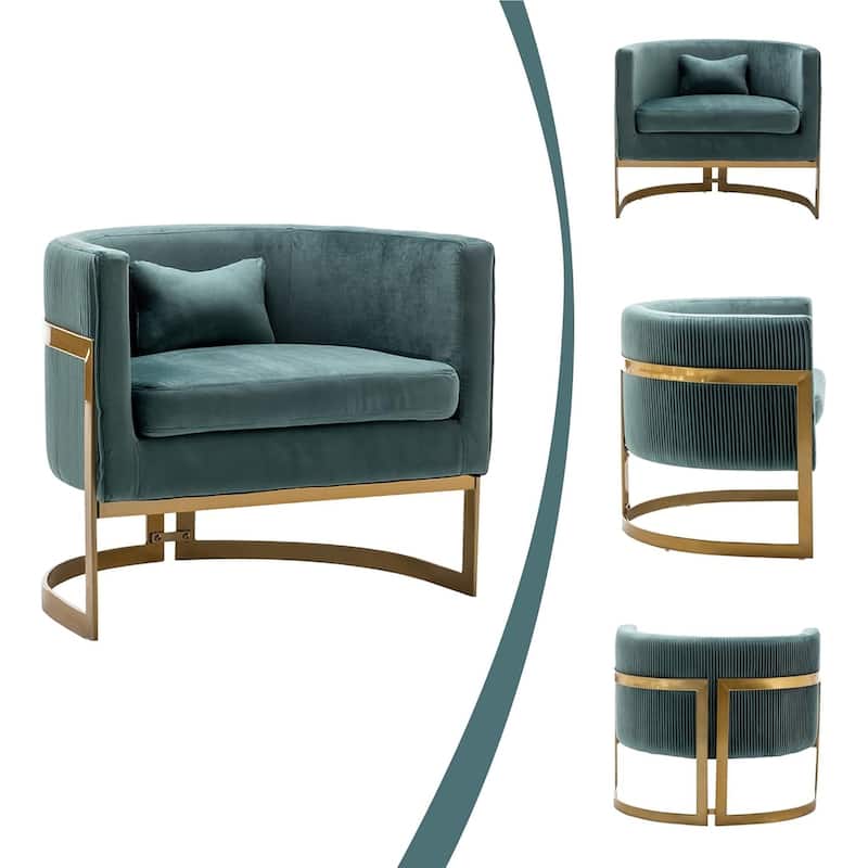 Accent Chair, Velvet Barrel Chair Modern Arm Chair for Living Room
