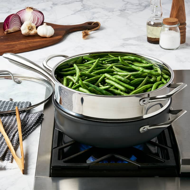 Denmark Tools for Cooks 3-piece Alum Favorite Saute Steamer Pan - Gray