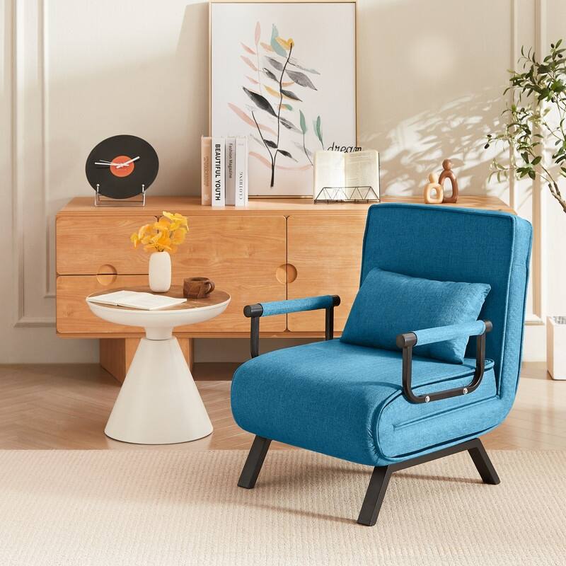 5-in-1 Convertible Sleeper Chair - Adjustable Folding Sofa Bed for Compact Living - Blue