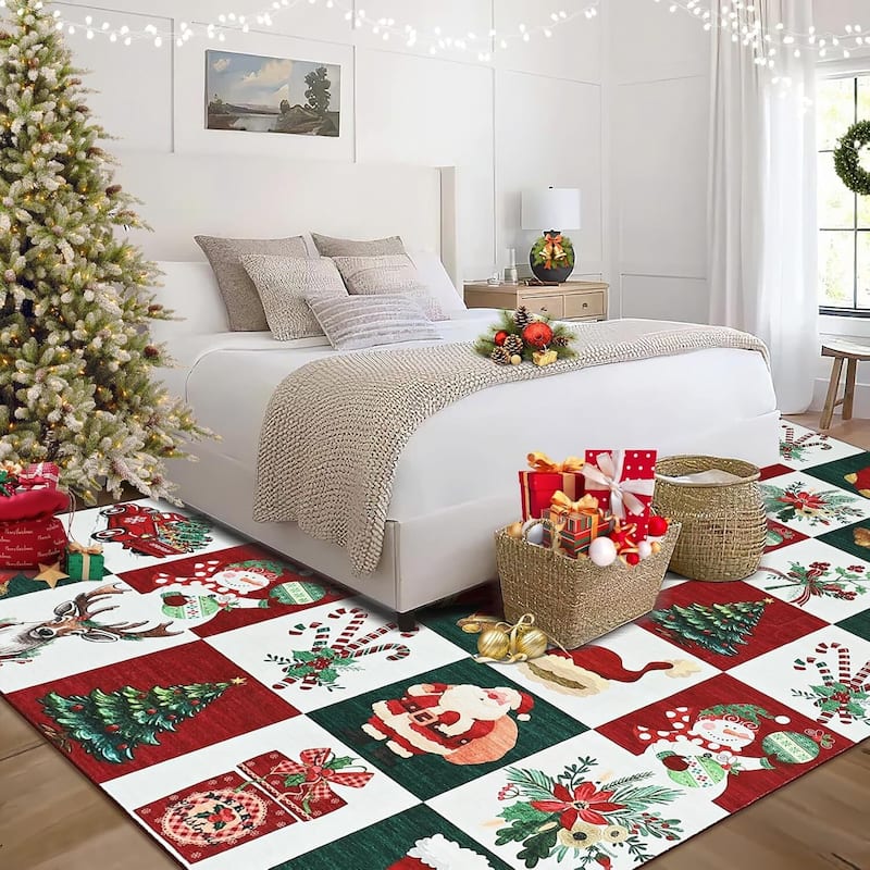 Washable Xmas Style Prints, Christmas Area Rugs Holiday Decor - 4*6ft
