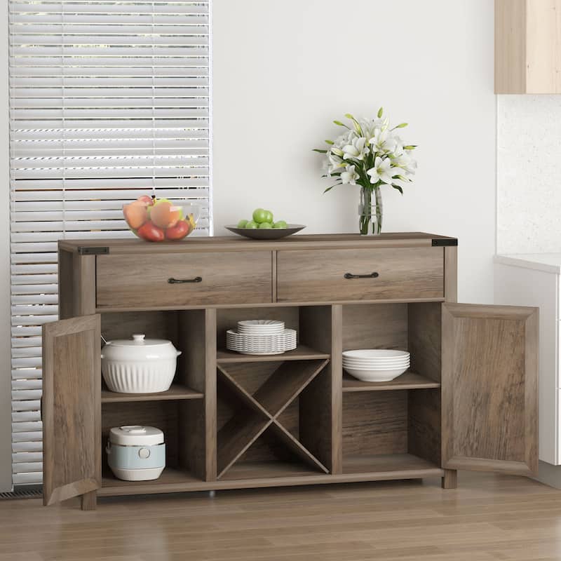 HomCom Wooden Farmhouse Sideboard Storage Buffet Cabinet