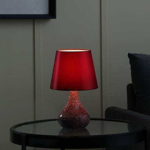11 In. Mosaic Red Glass Mini Polyresin Table Lamp