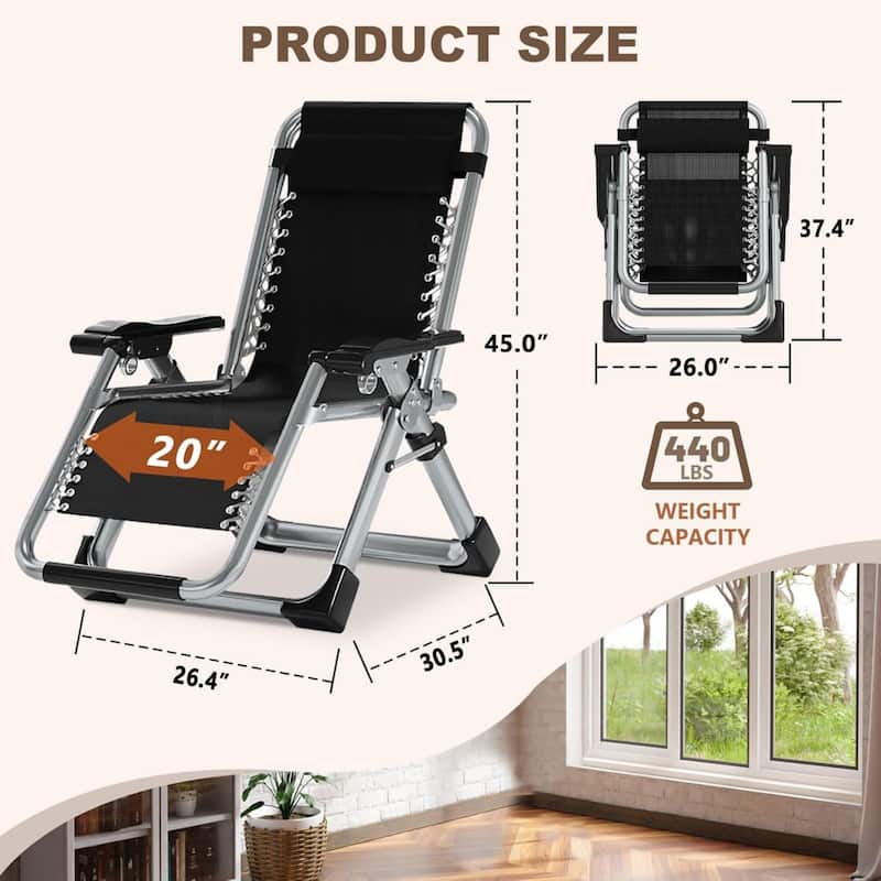 DoCred Zero Gravity Chair, Folding Lawn Chaise Recliner Lounge Chair