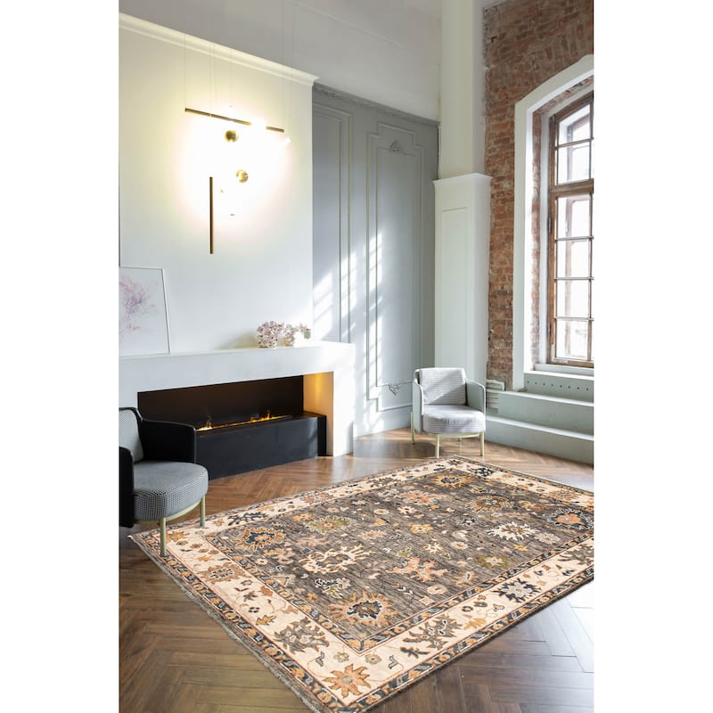 ECARPETGALLERY Hand-knotted Jules Serapi Grey Wool Rug - 9'1 x 11'11