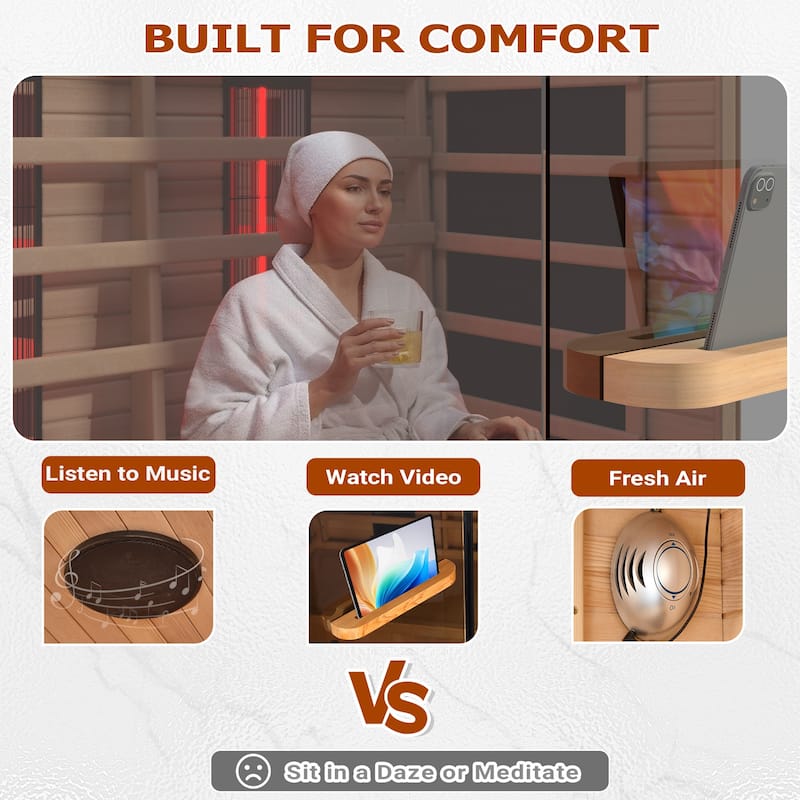 Erommy 3 People Infrared Sauna Featuring a 10-Minute Warm-Up Heater Tube and Carbon Plates - 3 Person