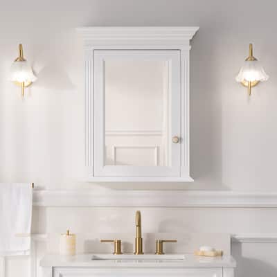 24"W X30"H Surface Mount Solid Wood Framed Medicine Cabinet With Mirror And Wooden Shelves
