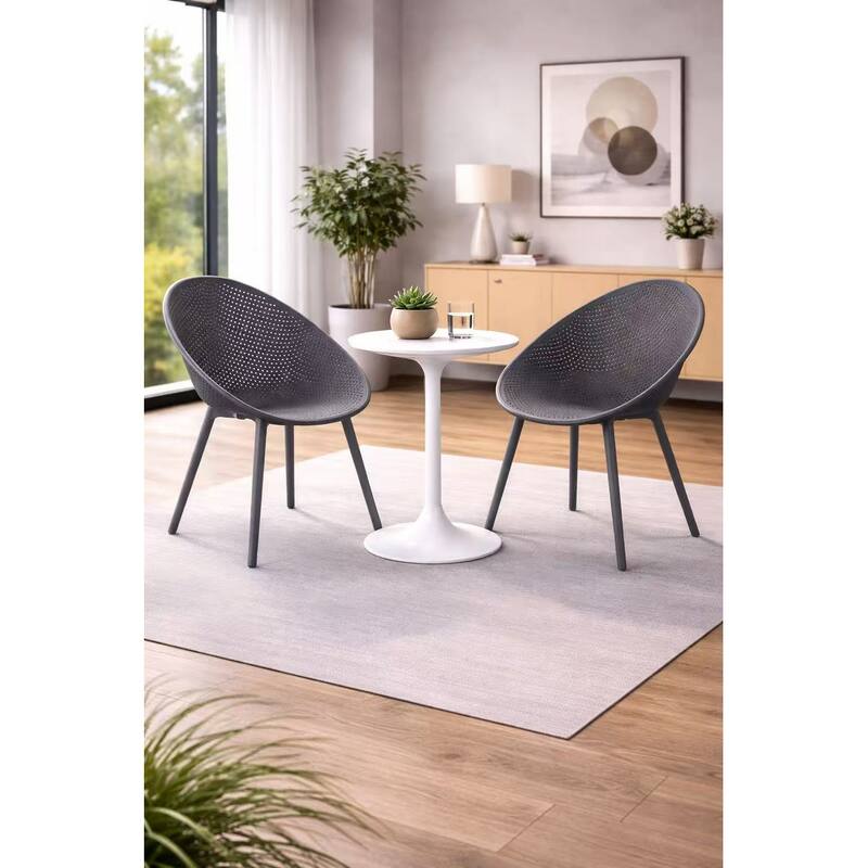 Mid-Century Modern Plastic Dining Chair Plastic Legs with Breathable Perforated Egg Shaped Seat for Indoor/Outdoor Use