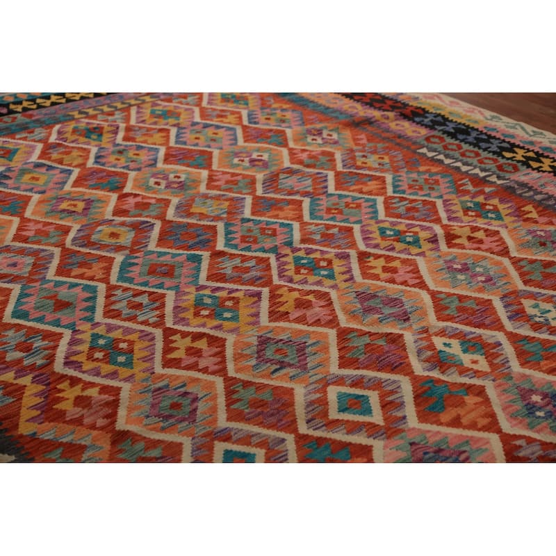 Kilim Oriental Area Rug Hand-Woven Reversible Wool Carpet - 10'1"x 12'7"