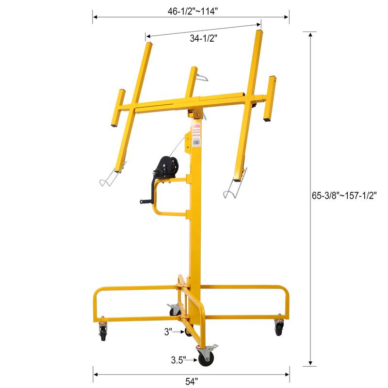 Drywall Lift Panel Hoist Dry Wall Rolling Panel, 13FT Sheetrock Lift Drywall Lift 150LBS Heavy Duty Lifter with 4 Wheels