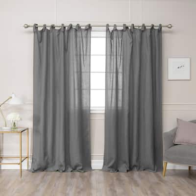 Aurora Home 100% Linen Romantic Tie Top Curtain Set