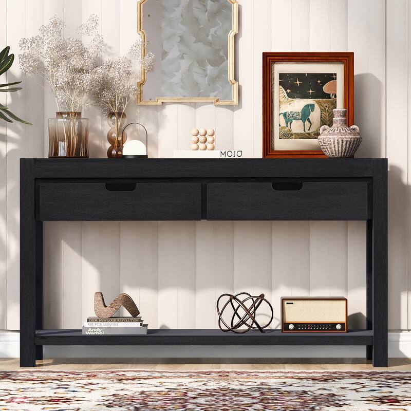 Roomfitters Console Table Entryway Table with 2 Drawers and 1 Shelf, Ideal for Hallway or Living Room, Providing Ample Storage