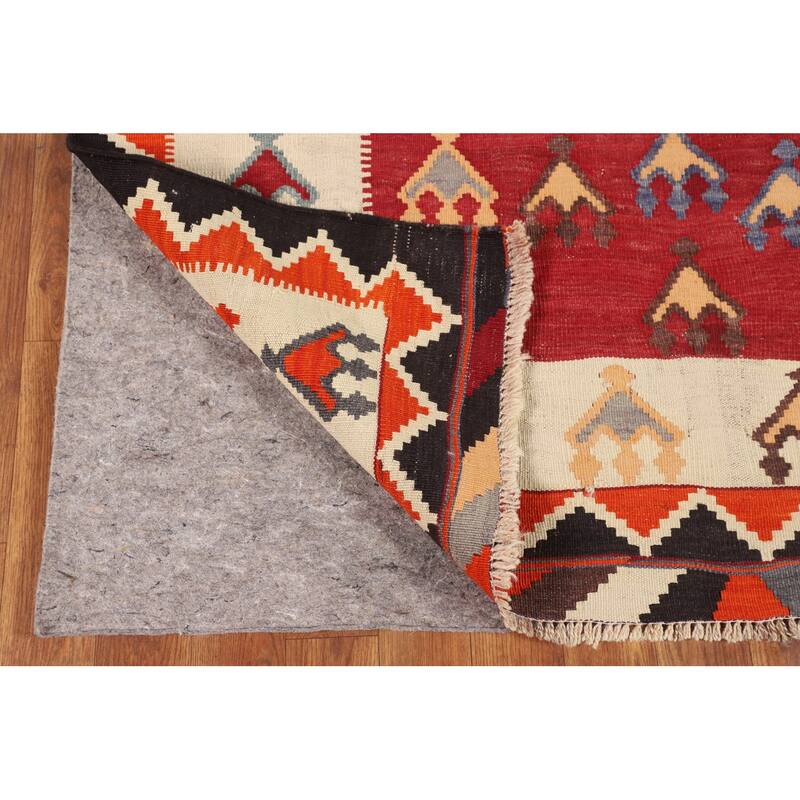 Kilim Qashqai Persian Vintage Rug Reversible Flatweave Wool Carpet - 5'6"x 10'0"