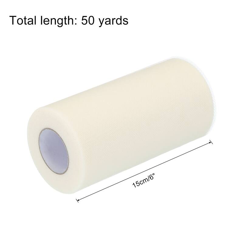 Tulle Rolls Fabric Spools 6" for Decoration Wrapping Wedding DIY Craft - Cream White - 50 Yard