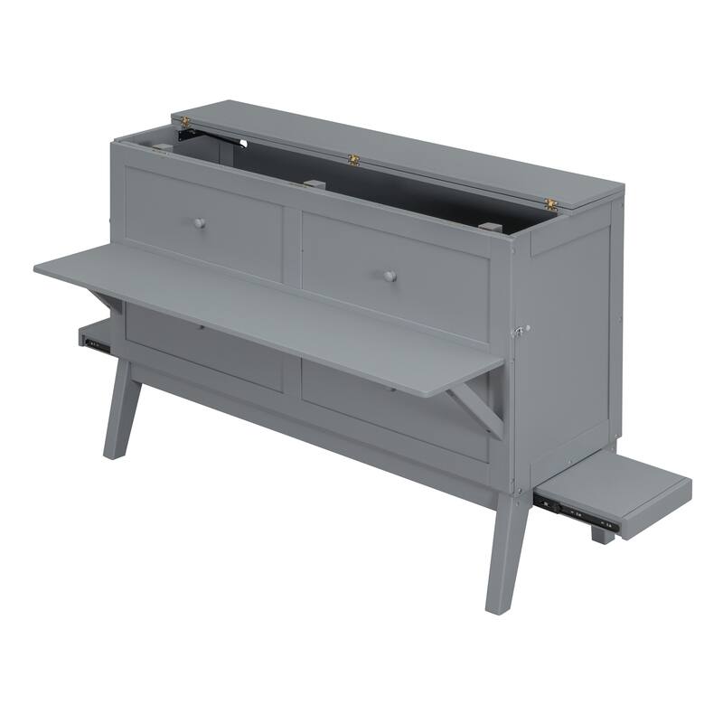 Queen Size Murphy Bed with USB Port & Removable Shelves On Each Side