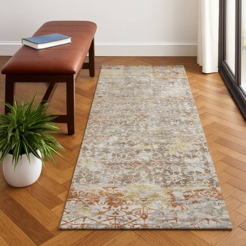 Premium Washable Super Soft Traditional Vintage Mayfield Rug - Brown - 2'3" x 7'6"