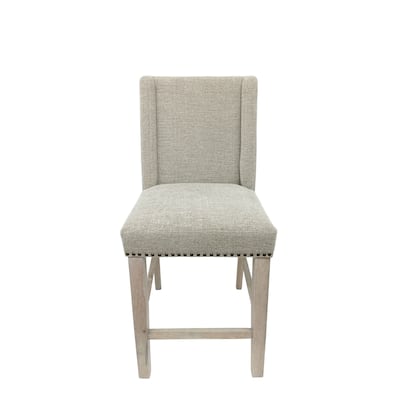 Fawn Upholstered Counter Stools - 41.5" - Beige and White - Set of 2