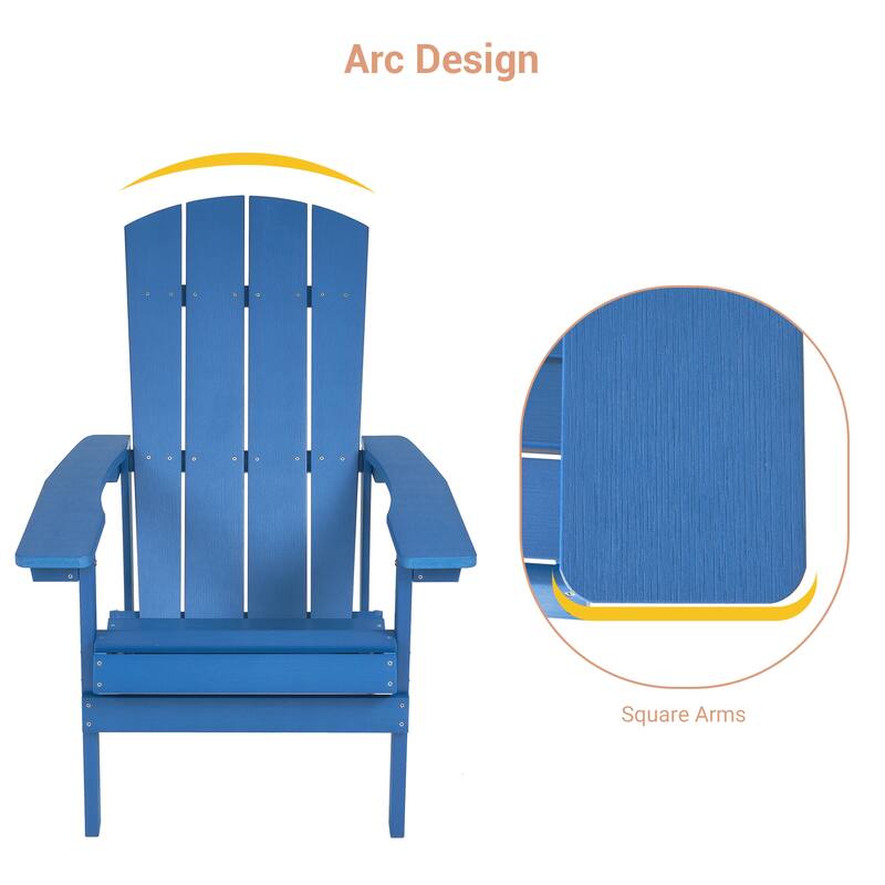 BONOSUKI Patio Adirondack Chair w/Cupholder,Weather Resistant-Set of 4