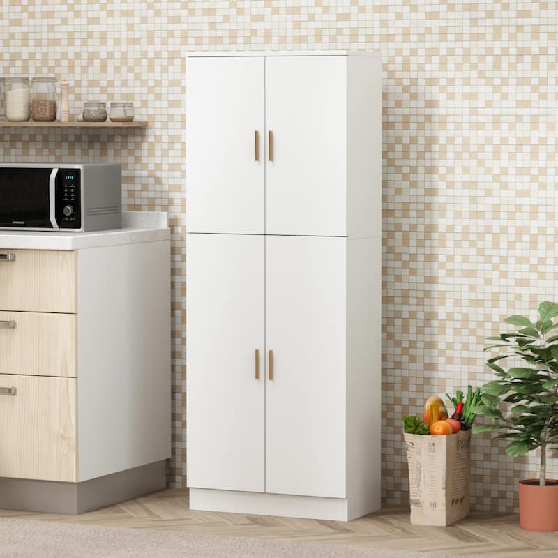 Kitchen Pantry with Adjustable Shelves Wood Storage Cabinet by Timechee - 61"H