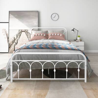 White Metal Queen Bed Frame