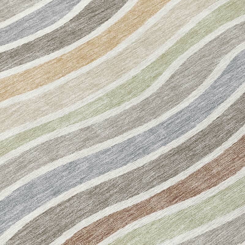 Machine Washable Indoor/ Outdoor Contemporary Stripe Chantille Rug
