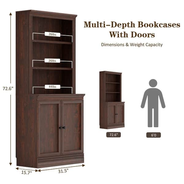 dimension image slide 0 of 14, Halston 72.5" Tall Modular Bookcases Bookshelves 5-Tier Display Shelves Organizer and Storage