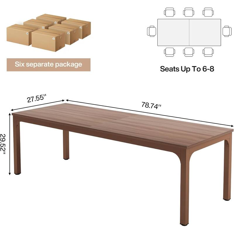 Modern Office 13FT Conference Table Set of 6, Large Rectangle Meeting Table, 78.74-Inch Long Business Seminar Table